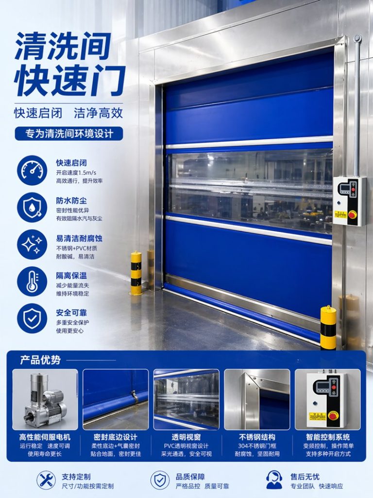 常州清洗间不锈钢防水快速门｜美高门业为潮湿清洗环境提供定制化门体方案插图
